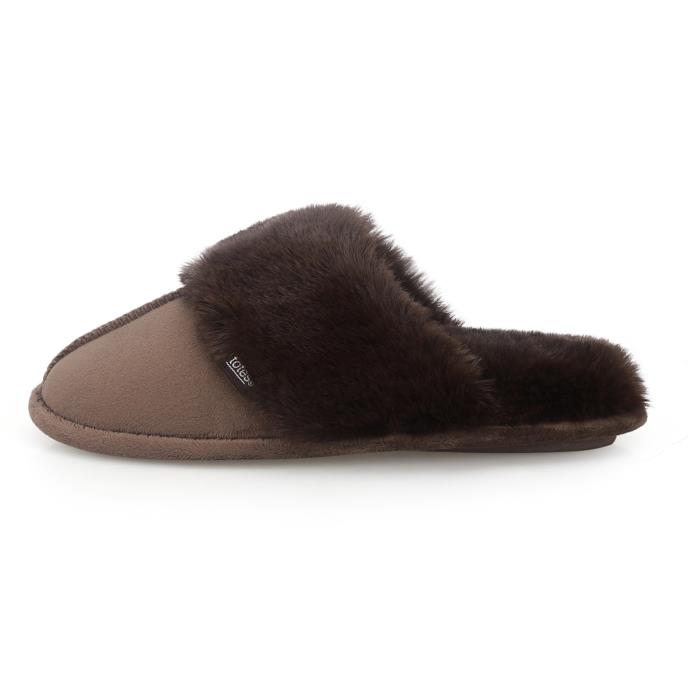 totes toasties® Ladies Velour Mule Slippers Chocolate Extra Image 4